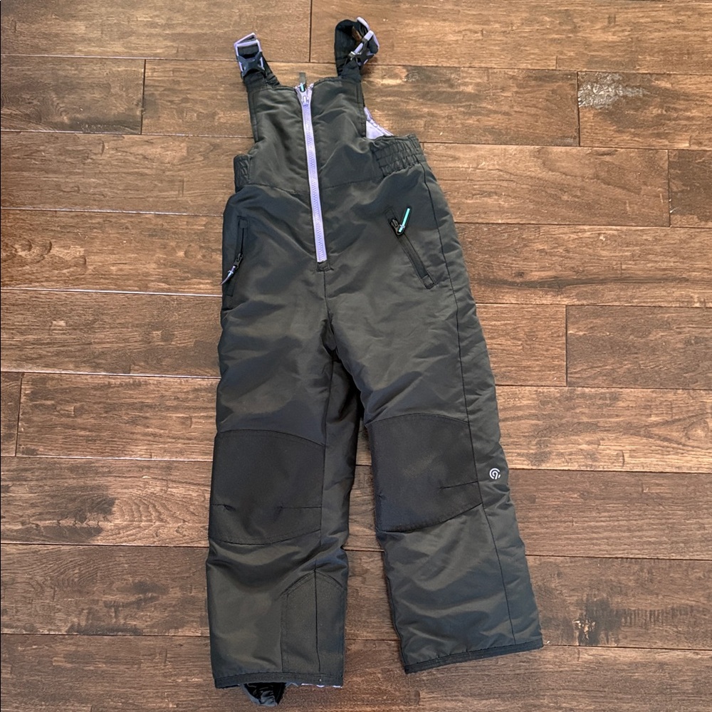 Champion Kids Olive Green Snow Bibs with Black Knee Panels